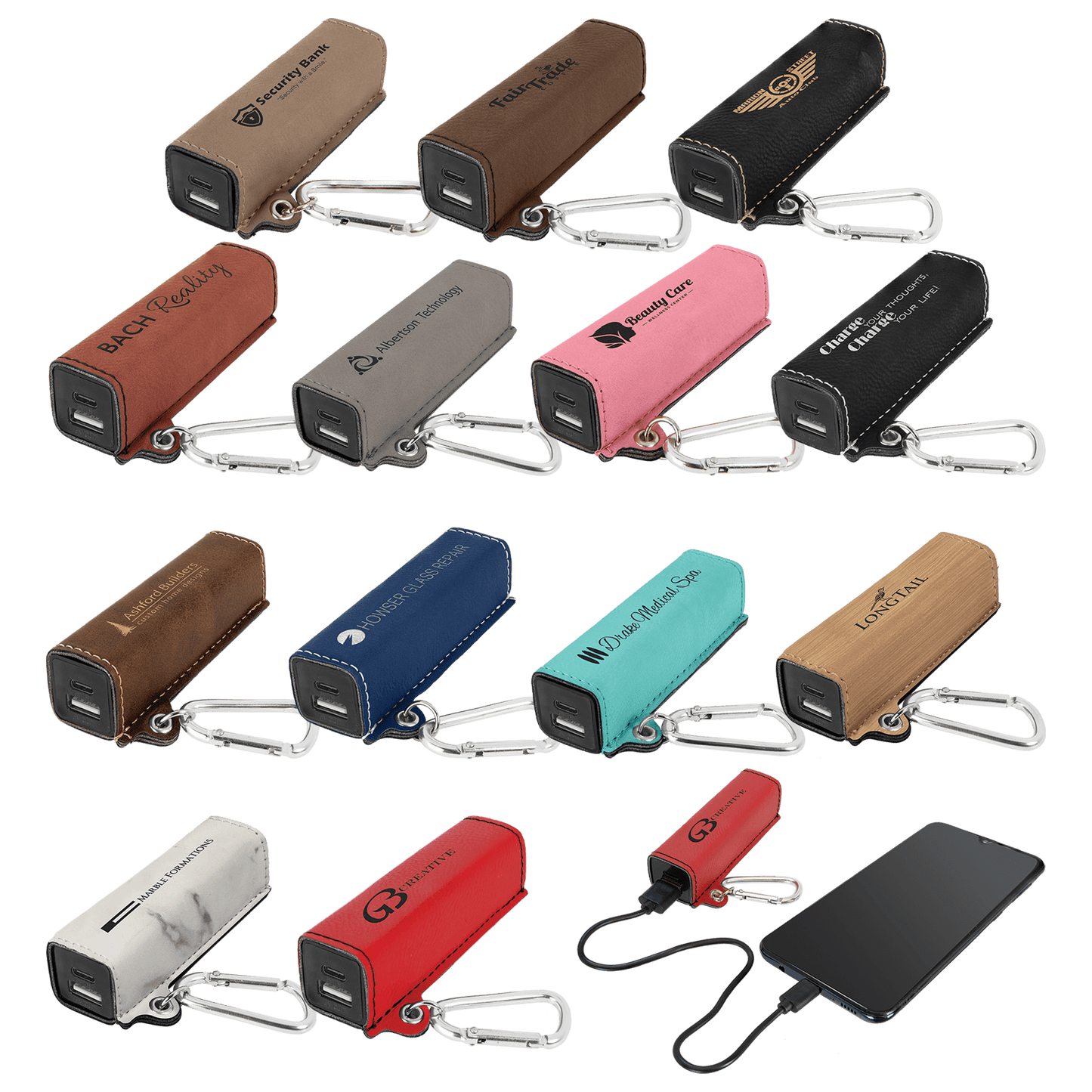 Leatherette Power Bank custom logo