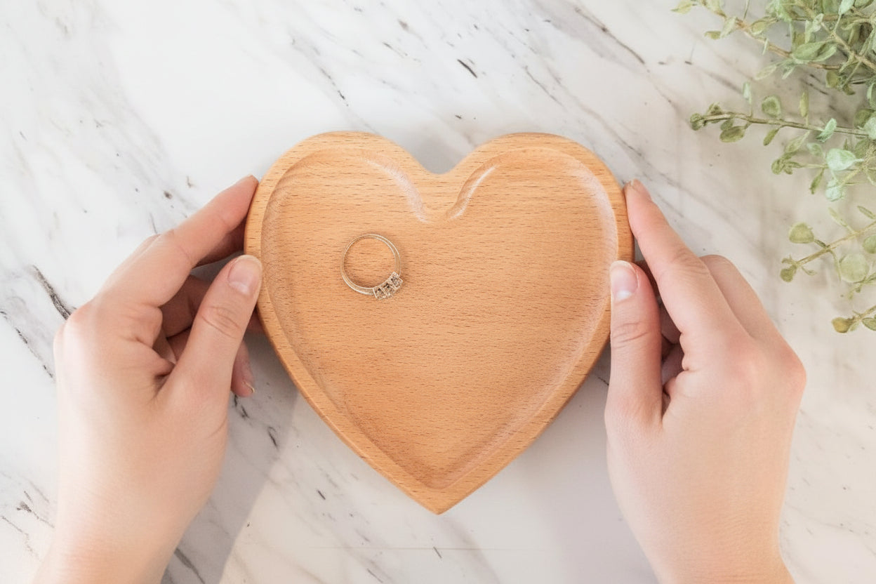 Wood Heart Jewelry Dish