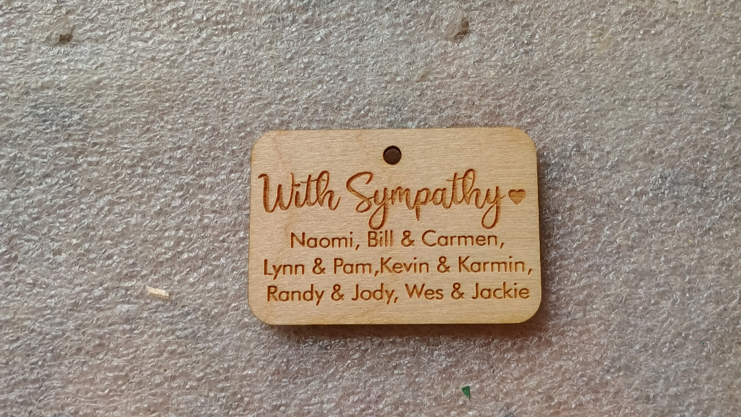 Wooden Sympathy Tag for gift