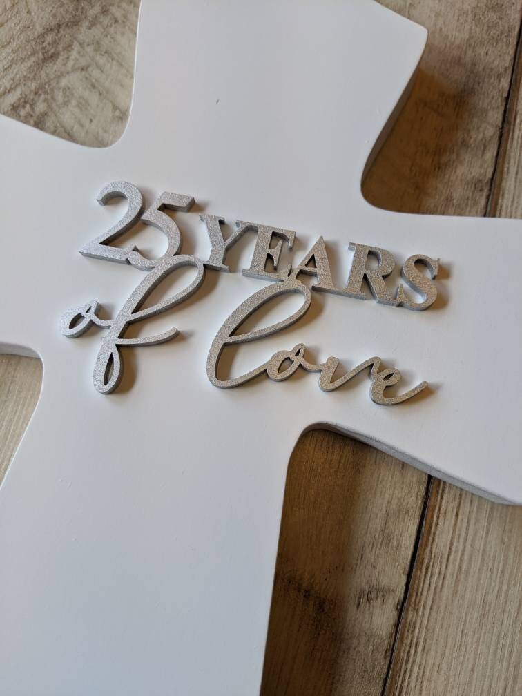 Personalized 25th Anniversary Gift, 25th Personalized Anniversary Cross Gift For Parents, Religious 25th wedding Anniversary Cross,