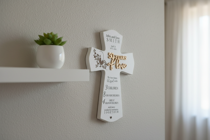 Personalized 50th Anniversary Cross Gift, 50th Personalized Anniversary Gift For Parents, Religious 50th wedding Anniversary Cross,