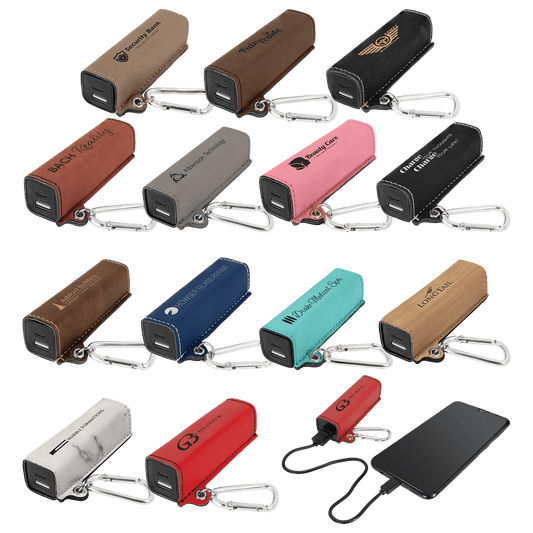 Leatherette Power Bank custom logo -Minimum 5PCS