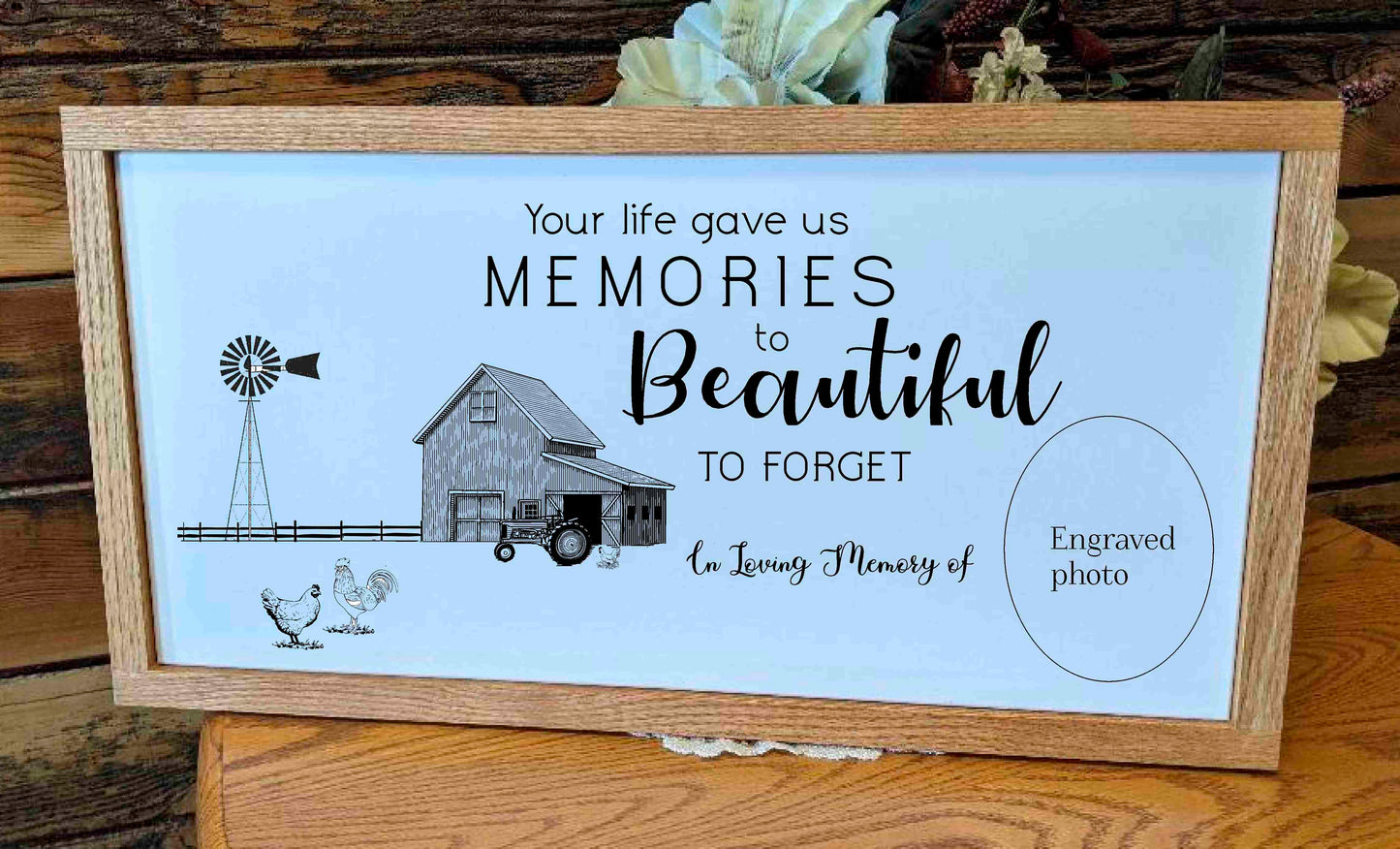 20x12 Memorial Sign With Photograph Wood frame