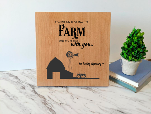 Memorial Plaque for Farmer , Farming in Heaven, Sympathy Gift, Personalized Sympathy Gift, Farming Funeral Gift,