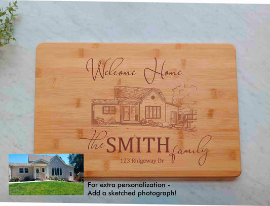 Custom House Sketch Charcuterie Board 17x11
