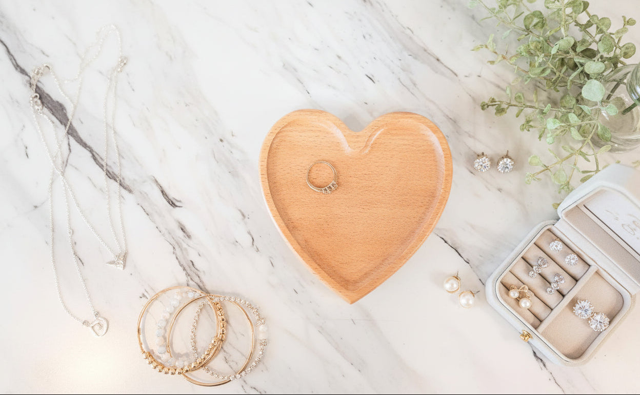 Wood Heart Jewelry Dish