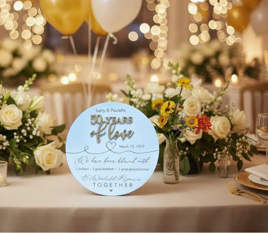 50th anniversary table centerpiece plaque for parents