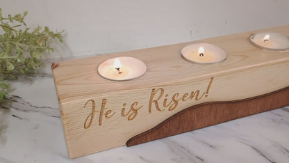 He is Risen Candle Centerpiece