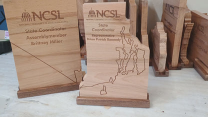 State shape Custom Award Plaque, Laser Engraved Award, Recognition plaque,