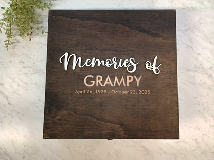 Personalized Memorial keepsake box - 11x11