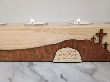 He is Risen Candle Centerpiece