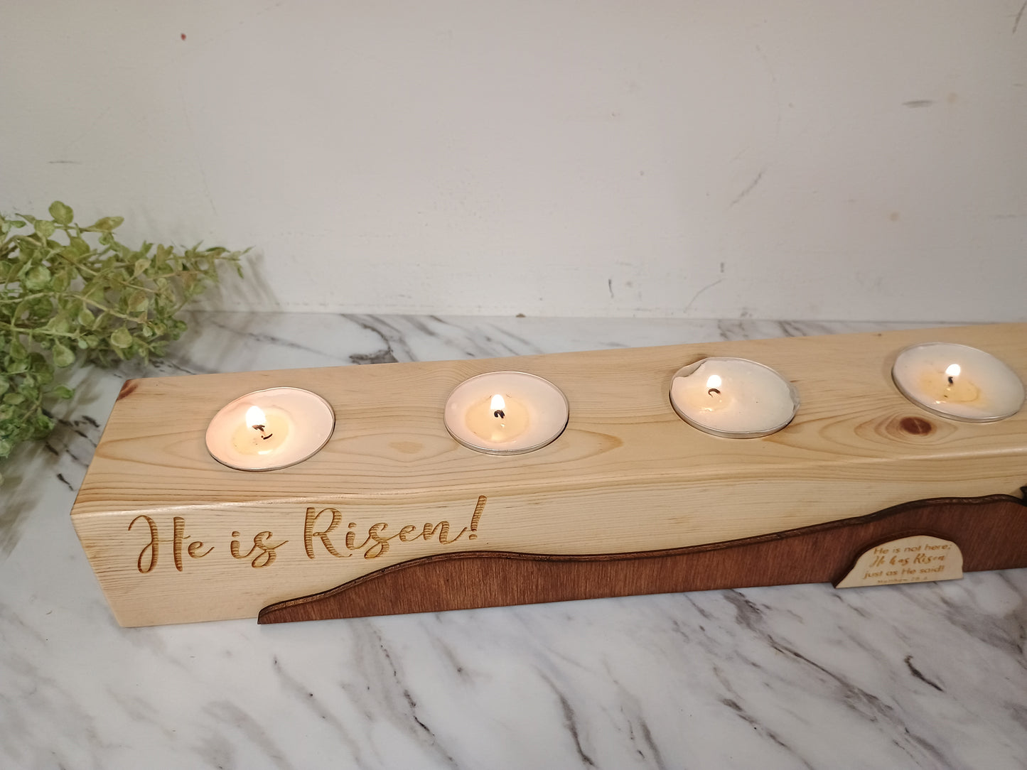 He is Risen Candle Centerpiece