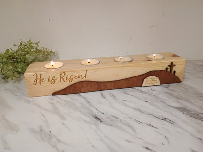 He is Risen Candle Centerpiece