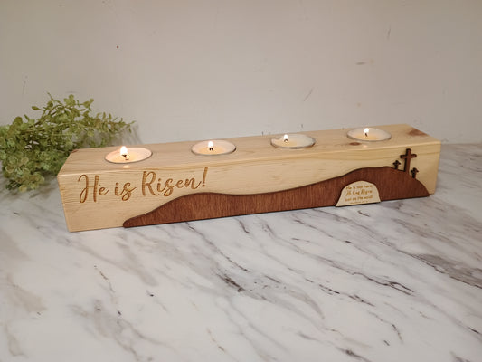 He is Risen Candle Centerpiece