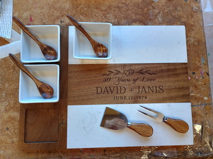 50th Anniversary Charcuterie board of personalized