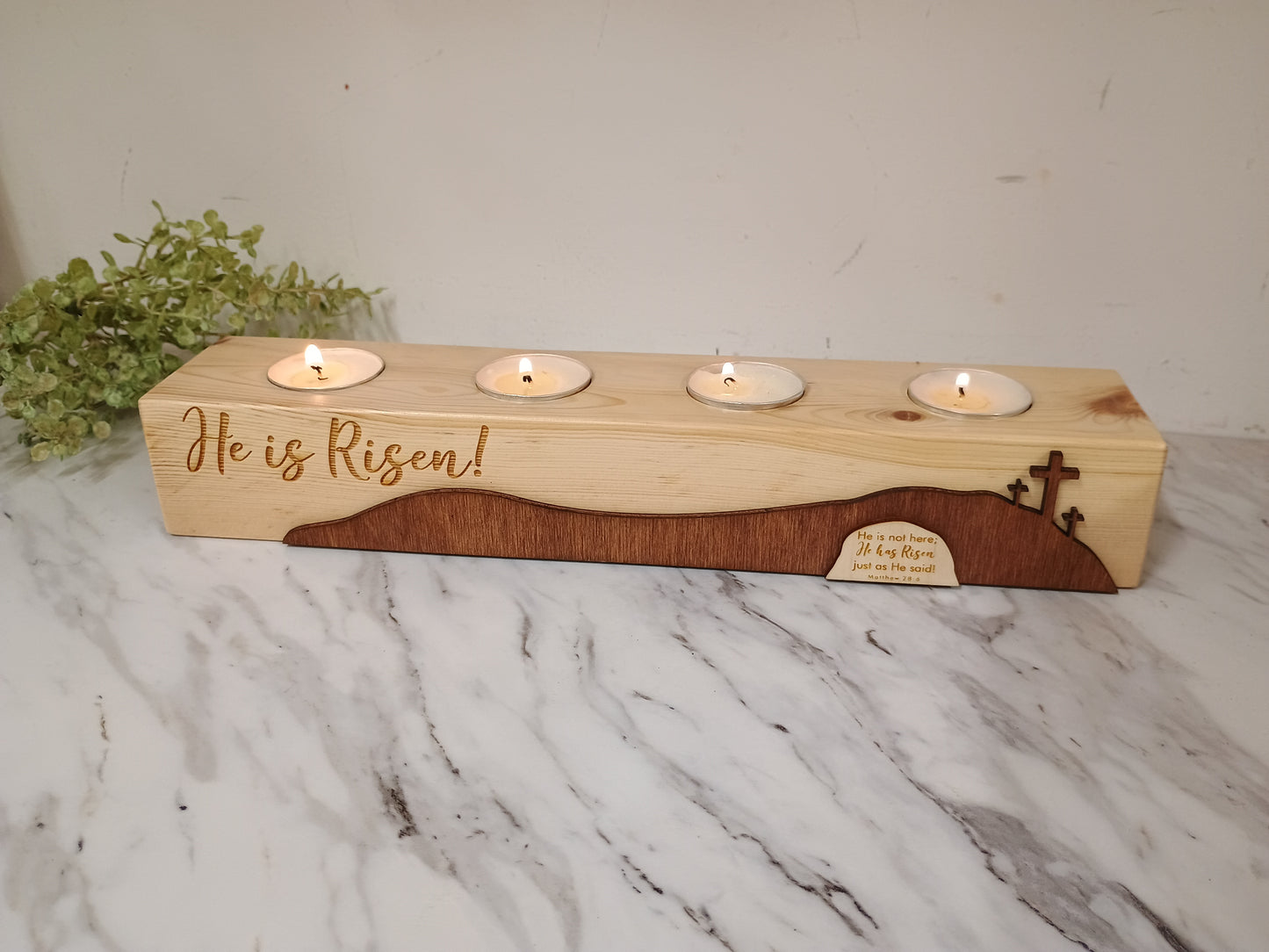 He is Risen Candle Centerpiece
