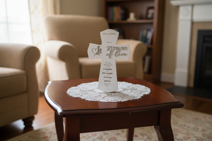 Personalized 25th Anniversary  Gift, 25th Personalized Anniversary Cross Gift For Parents, Religious 25th wedding Anniversary Cross,