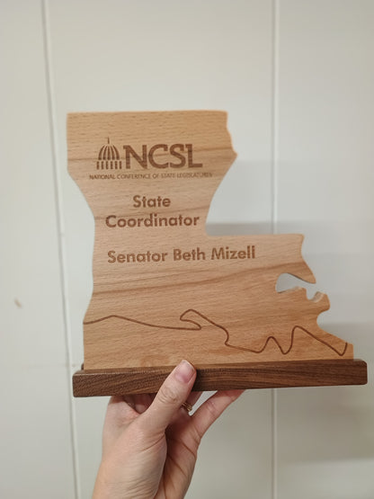 State shape Custom Award Plaque, Laser Engraved Award, Recognition plaque,