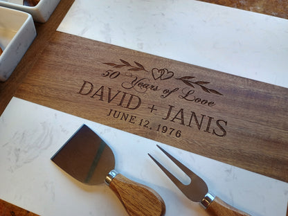 50th Anniversary Charcuterie board of personalized
