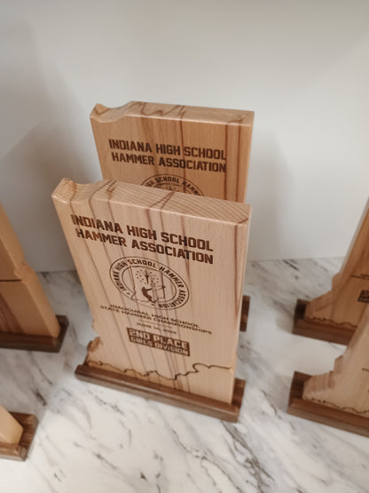 State shape Custom Award Plaque, Laser Engraved Award, Recognition plaque,