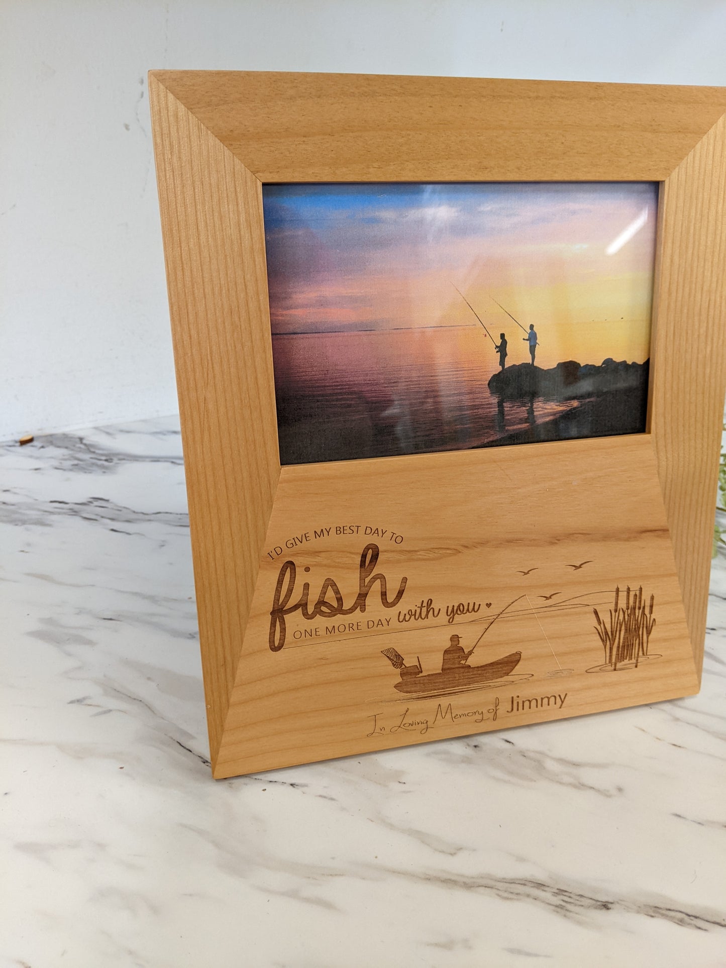 Personalized Fishing Memorial Picture Frame,  Dad Memorial Gift, Funeral Gift, Papa Memorial
