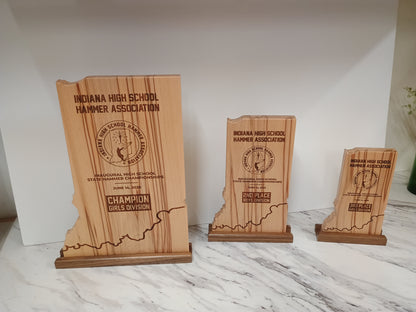 State shape Custom Award Plaque, Laser Engraved Award, Recognition plaque,