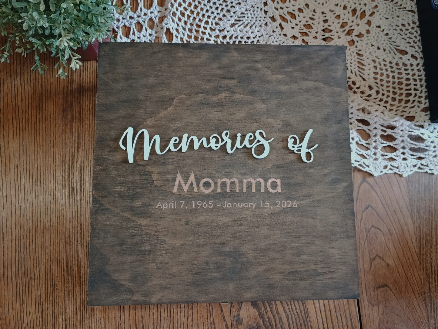 Personalized Memorial keepsake box - 11x11