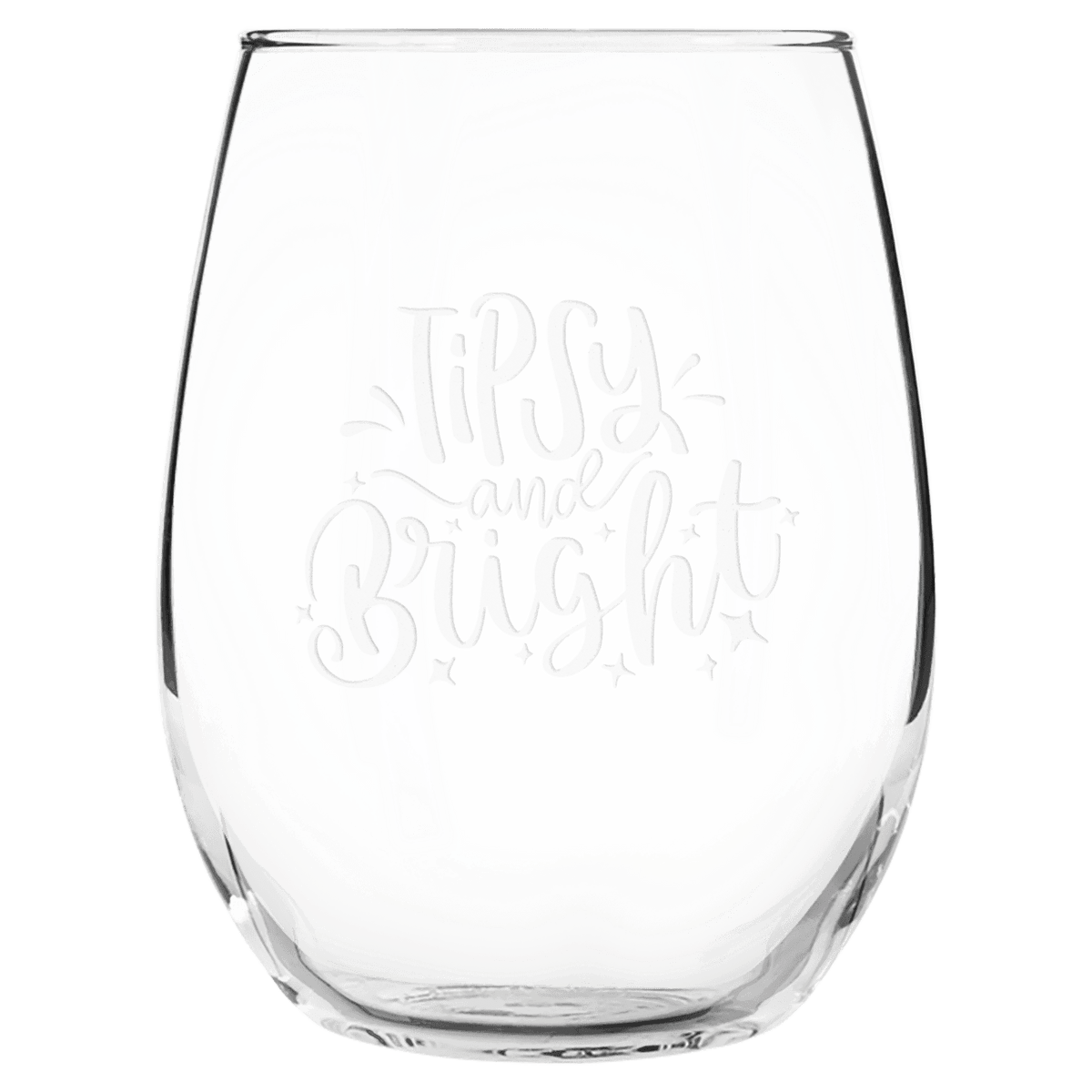 15 oz Stemless Wine Glass Custom Engraved Logo One Side - 60PCS