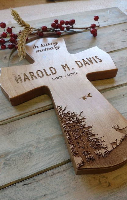 Personalized Wood Memorial cross for memorial