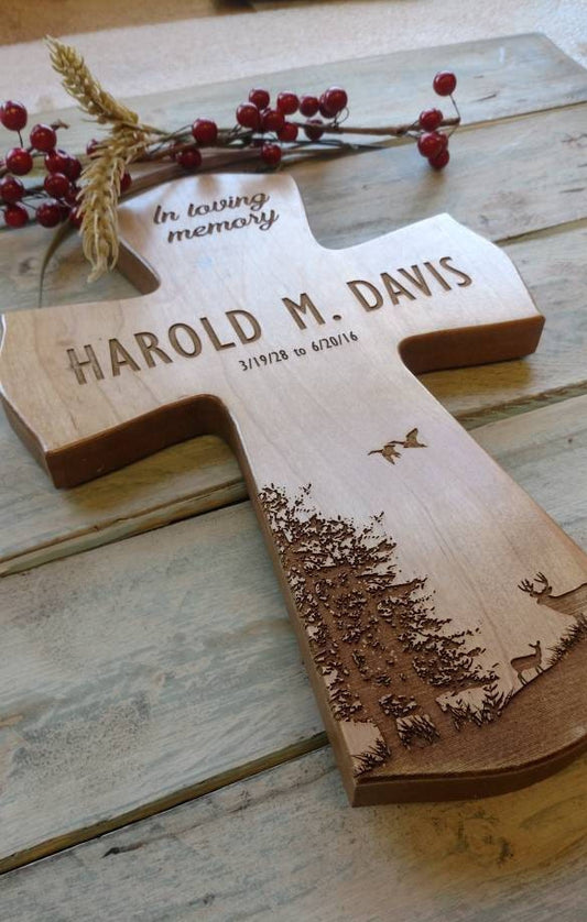Personalized Wood Memorial cross for memorial