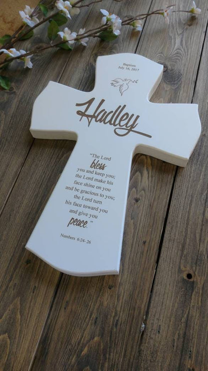 Godchild Baptism Cross Gift, Baptism Cross Personalized, Personalized Baptism Gift, Newborn Gift, Laser Engraved Cross, Religious Gift,