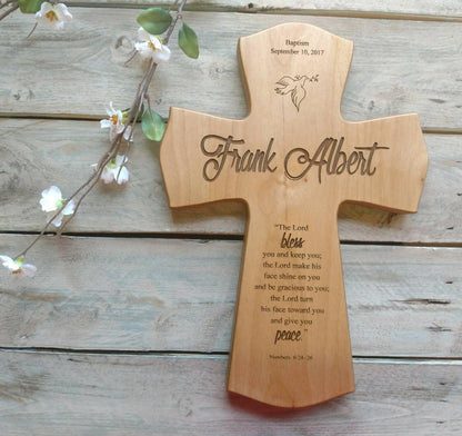 Godchild Baptism Cross Gift, Baptism Cross Personalized, Personalized Baptism Gift, Newborn Gift, Laser Engraved Cross, Religious Gift,