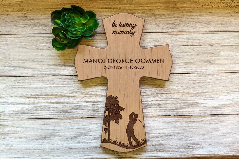 Wood memorial cross gift for loss, personalized memorial cross, wood memorial gift for funeral, memorial gift,