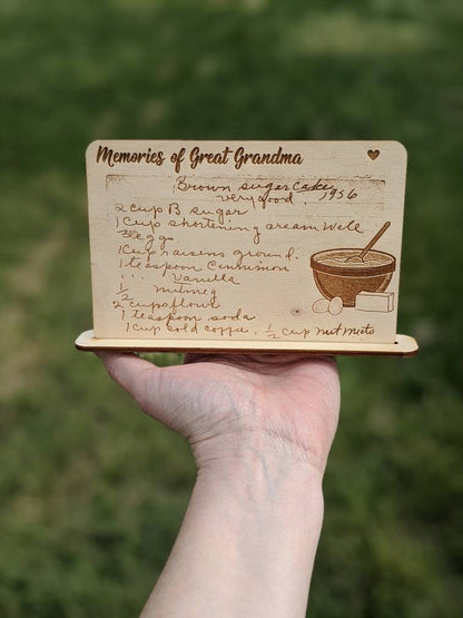 SET of SIX 4x6 Identical Etched Wood Recipe card for Mom Gift, Grandma's Handwritten Recipe