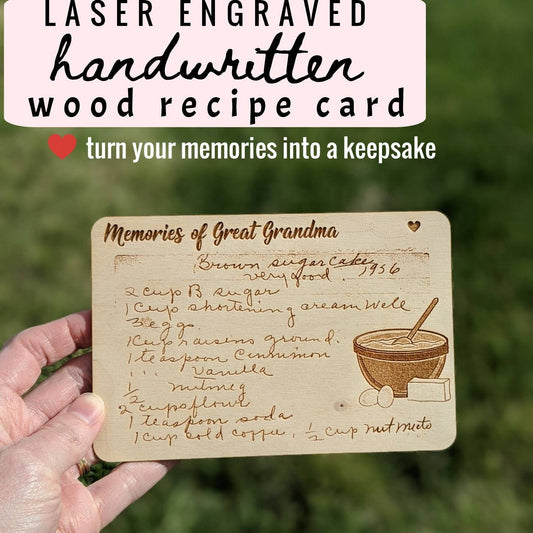 Handwritten Recipe Wood Card Gift