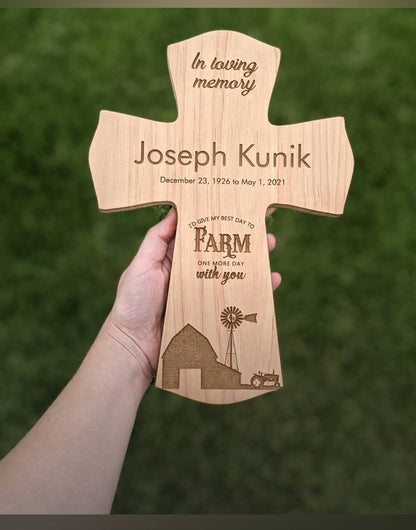Farming Memorial Wood Cross for Framer