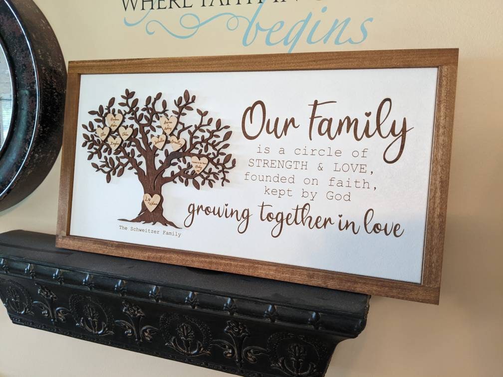 Personalized Wooden Family Tree Sign, Christmas Gift Family Tree Sign Gift, Anniversary Family Tree Gift, Gift for Parents,50th Anniversary,